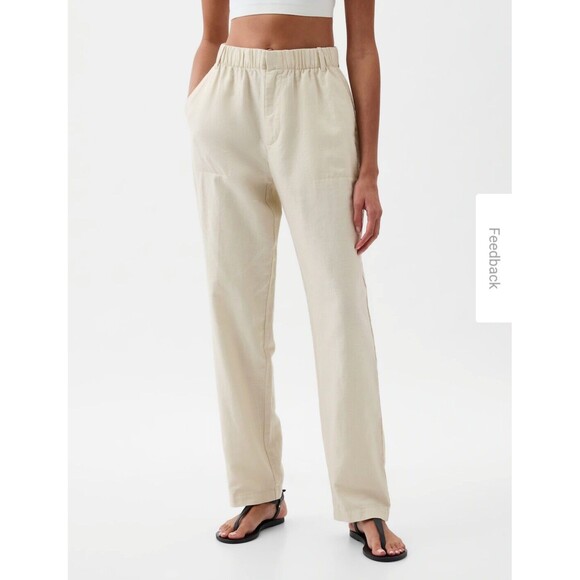 New Gap Linen Blend Pull On Wide Leg Pants Size Extra Large XL Black NWT 39"x28" - Picture 5 of 16